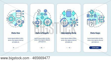 Data Management Strategy Onboarding Mobile App Screen. Regulate Walkthrough 4 Steps Editable Graphic