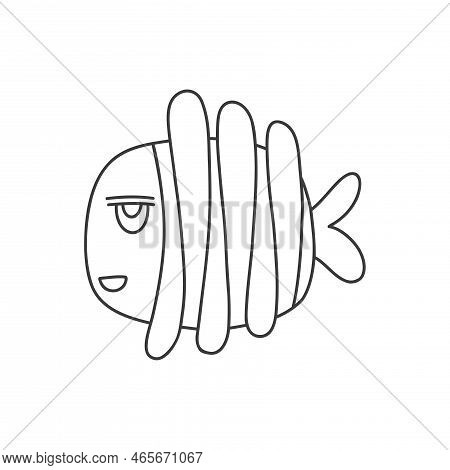 Vector Fish On White Background. Doodle Style.