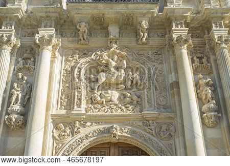 Saint James The Moor-slayer Sculpture. Convent Of San Marcos, Leon, Spain. Twelfth Century Building 