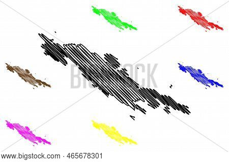 Zirje Island (republic Of Croatia, Adriatic Sea, Sibenik Archipelago) Map Vector Illustration, Scrib