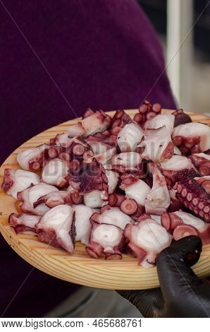 Oulpo A Feira, Detail Of A Portion Of Octopus Cooked In The Style Of Galicia, Pulpo A Feira