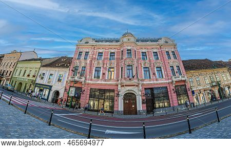 Brasov, Romania - July 7, 2020: The Friedrich Czell Palace Was Built In 1903 In Council Square In Th