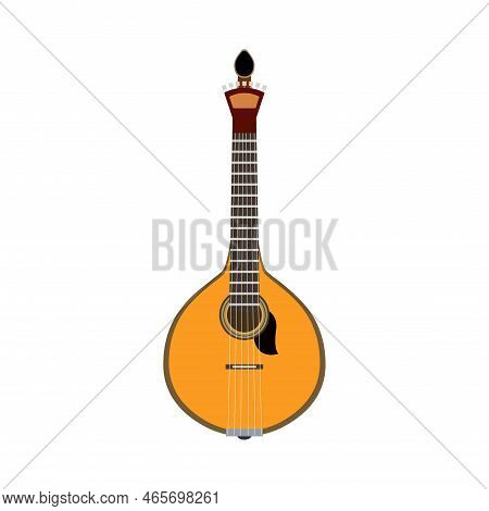 Flat Portuguese Guitar Vihuela On White Background Vector Illustration