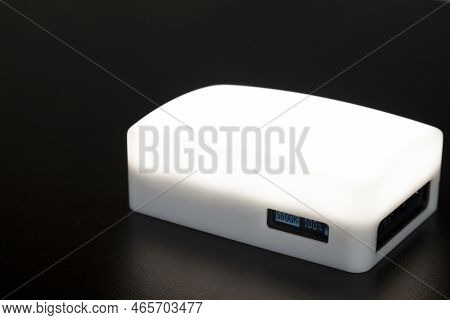 Led Aputure Mc Lit On Top Of A Black Table. Brightness Of Light. Led Concept. Lighting Concept.