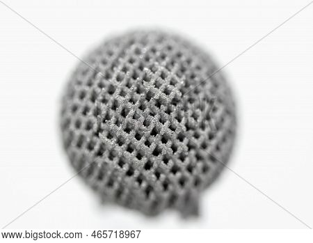 The Surface Of Object Printed On 3d Printer For Metal Macro. Close-up View Of Model Printed From Met