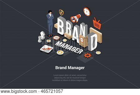 Brand Manager Concept. Trendwatching Social Media Network Marketing Team Work On Personal Brand, Cre