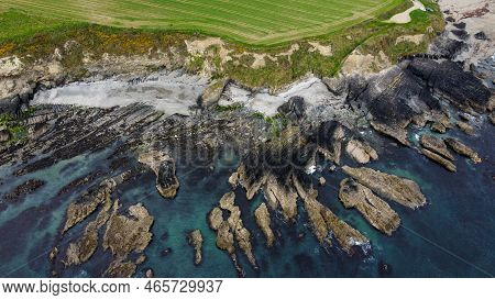 Rocks On The Irish Littoral, Top View. The Shore Of The Atlantic Ocean. Nature Of Northern Europe. R