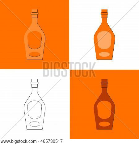 Bottle Of Whiskey, Great Design For Any Purposes. Flat Style. Color Form. Party Drink Concept. Icon