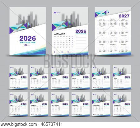 Calendar 2026 Template Set And 2027 Year Minimal Background, Wall Calendar 2026, Desk Calendar 2026 