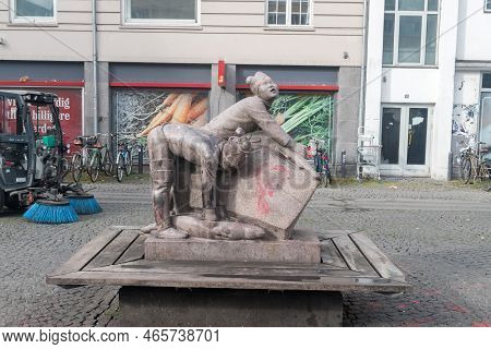 Copenhagen, Denmark - July 26, 2022: The Greenland Monument (gronlandsmonumentet) By Svend Rathsack.