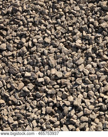 Many Gravel At Dry Sunny Summer Day