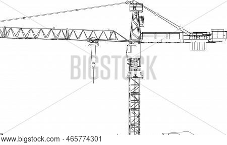 Tower Crane Civil 3d Illustration Line Sketch Side View
