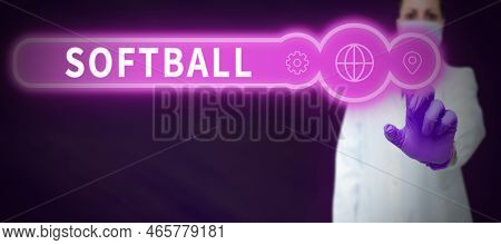 Text Showing Inspiration Softball. Business Overview A Sport Similar To Baseball Played With A Ball 