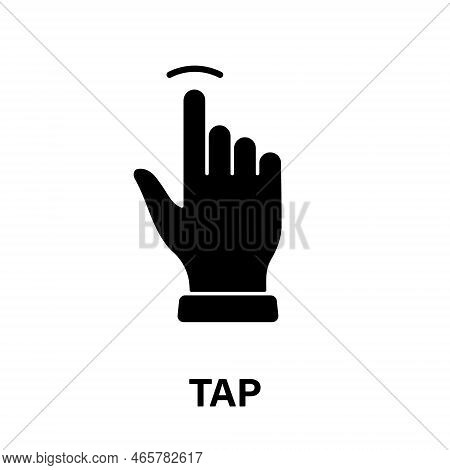 Tap Gesture, Hand Cursor Of Computer Mouse Black Silhouette Icon. Click Double Press Touch Swipe Poi