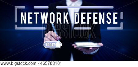 Handwriting Text Network Defense. Internet Concept Easures To Protect And Defend Information From Di