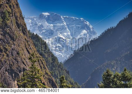 Annapurna Snowcapped Peak In The Himalaya Mountains, Nepal