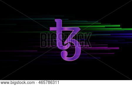 Tezos-xtz Virtual Currency Images. 3d Illustration. Coin Logo.
