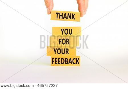 Thank You For Feedback Symbol. Concept Words Thank You For Your Feedback On Wooden Blocks On A Beaut