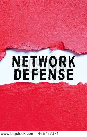 Handwriting Text Network Defense. Business Showcase Easures To Protect And Defend Information From D