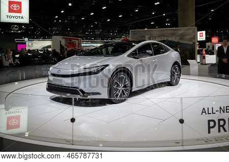 Toyota Prius 2023 On Display During La Auto Show At Los Angeles Convention Center.