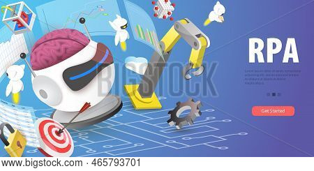 3d Vector Conceptual Illustration Of Rpa As Robotic Process Automation, Ict And Ai