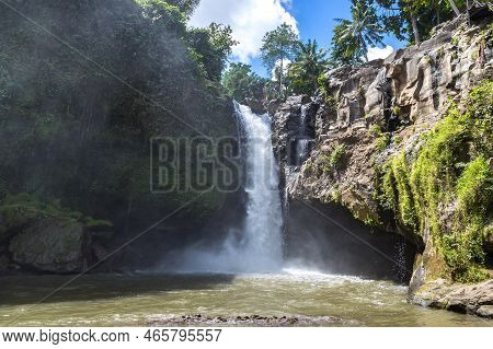 Tegenungan Waterfall On Bali, Indonesia In A Sunny Day