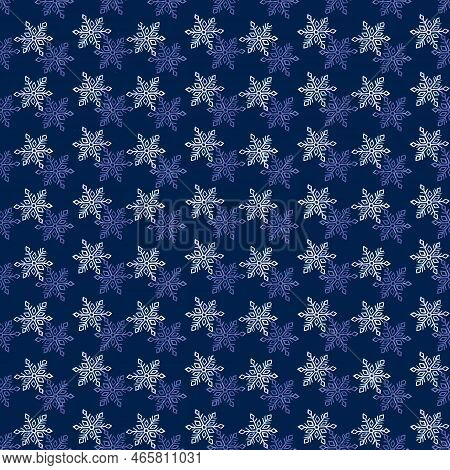 Snowflake Patterns. Blue Snowflake. Watercolor Illustration. Hand Drawn Pattern.