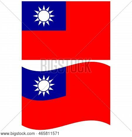Waving Flag Of Taiwan. Taiwan Flag On White Background. Flat Style.