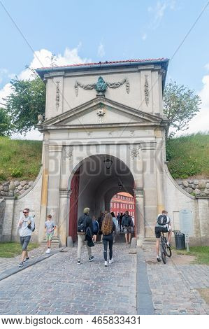 Copenhagen, Denmark - July 26, 2022: North Gate Of Citadel Kastellet. Entrance Gate To The Star-shap