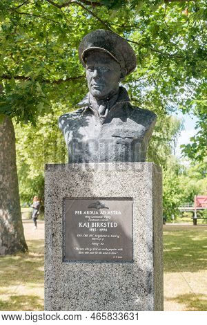 Copenhagen, Denmark - July 26, 2022: Memorial Bust Of Danish Flying Ace During World War Ii, Kaj Bir