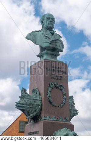 Copenhagen, Denmark - July 26, 2022: Bust Of Danish Vice Admiral, Edouard Suenson.