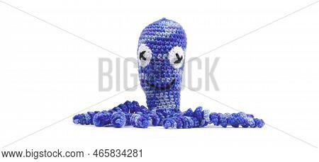 Crochet Squid Or Octopus, Isolated On White