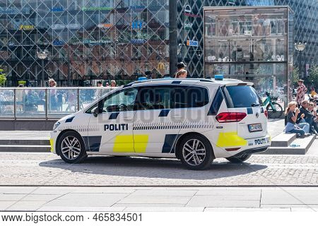 Copenhagen, Denmark - July 26, 2022: Parked Car Of Danish Police (politi).