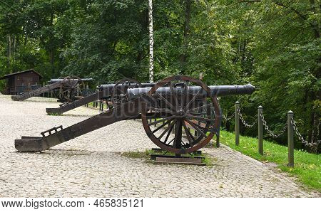 Checiny, Poland - September 14, 2022: Medieval Cannon, Checiny Castle - A Royal Castle From The Turn