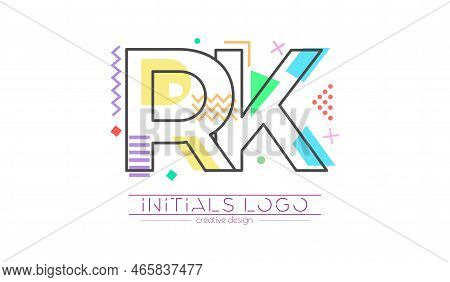 Letters R And K. Merging Of Two Letters. Initials Logo Or Abbreviation Symbol. Vector Illustration F