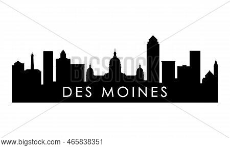 Des Moines Skyline Silhouette. Black Des Moines City Design Isolated On White Background.