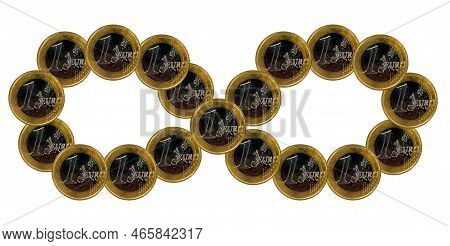 Infinity Symbol From Euro Coins, A Lot Of Money, Wealth, Success, Financial Background, Original Wal