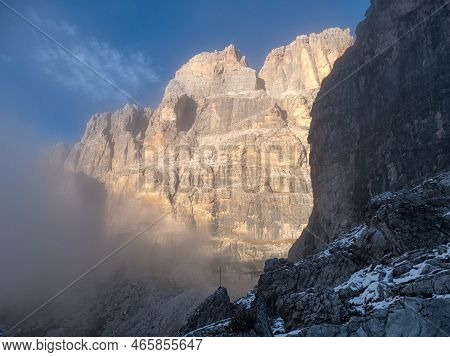 Hiking In Dolomiti Di Brenta In The Beginning Of Winter