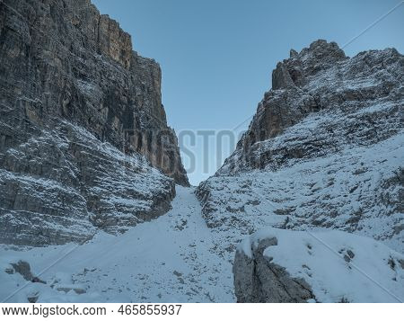 Hiking In Dolomiti Di Brenta In The Beginning Of Winter