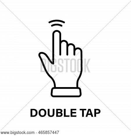 Double Tap Gesture Of Computer Mouse. Pointer Finger Black Line Icon. Cursor Hand Linear Pictogram. 