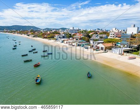 Aerial View Of Pier With Fisherman Boats