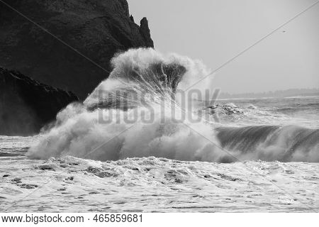 Cape Disappointment Is A Popular Destination For Dramatic Wave Photos, During Pacific Storms, Especi