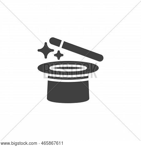 Magic Hat Vector Icon. Filled Flat Sign For Mobile Concept And Web Design. Magic Wand And Hat Glyph 