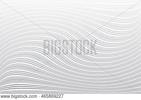 Abstract Wavy Lines Pattern With Twisting Movement Effect. White Textured Background. Vector Art.