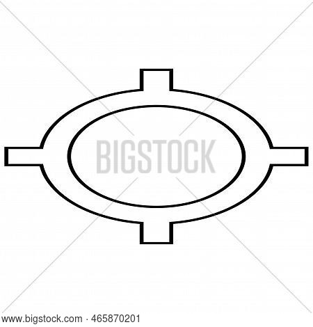 Universal Currency Sign Black Outline Isometric View Isolated On White. Character Used To Denote An 