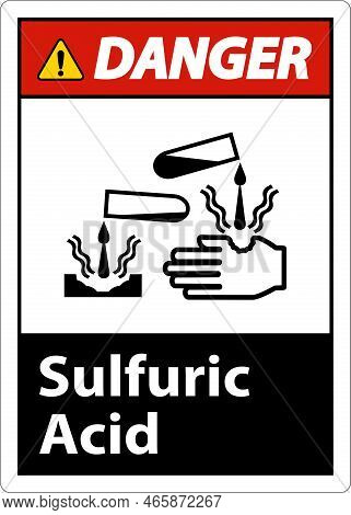 Danger Sulfuric Acid Sign On White Background