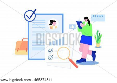 Management Evaluation Illustration Concept. A Flat Illustration Isolated On White Background