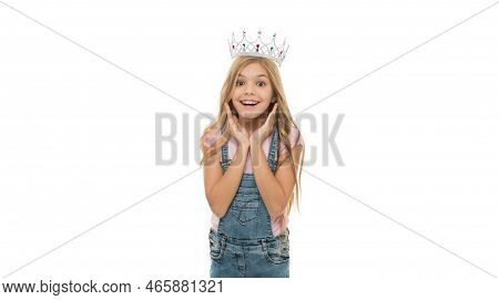 Surprised Beauty Teen Girl Looks Girlish Isolated On White Background. Beauty Teen Girl In Studio