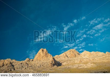 Aladaglar National Park. Cloudy Mountain Landscape. Glacial Mountains, Hills. Transmountain Trips. T