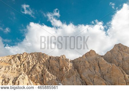 Aladaglar National Park. Cloudy Mountain Landscape. Glacial Mountains, Hills. Transmountain Trips. T